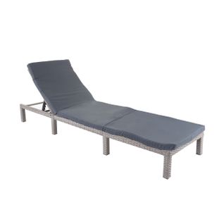 Chaise Longue Hwc-a51, En Polyrotin, Transat ~ Basic Gris, Matelas Gris Foncé