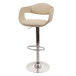 Tabouret De Bar Hwc-a47b Design Rétro Bois Simili Cuir Crème