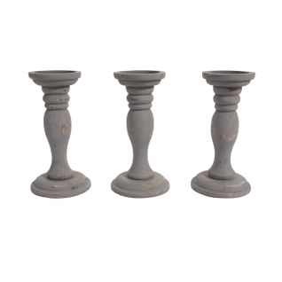 3x Bougeoir T361, Chandelier, Style Shabby, Vintage, Hauteur 24cm ~ Gris