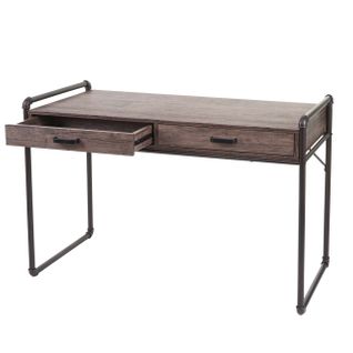 Bureau Hwc-f58 75x120x60cm Structure 3d Aspect Chêne Sauvage Marron