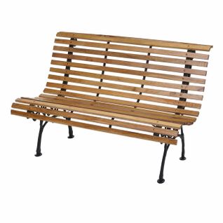 Banc De Jardin Hwc-f97, Banc En Bois, Fonte, 3 Places, 122cm, 22kg ~ Marron Clair