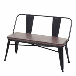 Banc à 2 Places Hwc-h10 Design Industriel-vintage Similicuir Noir-marron
