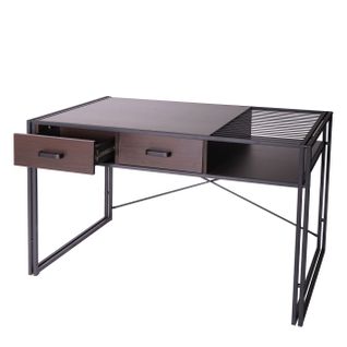 Bureau Hwc-h91, Bureau Bureau Informatique, Industriel 76x120x70 cm ~ Brun Foncé