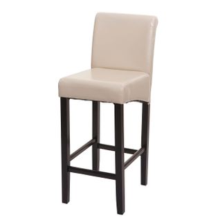 Tabouret De Bar Hwc-c33, Bois ~ Crème, Pieds Foncés, Simili Cuir