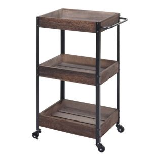 Chariot De Service Hwc-h22, Chariot De Cuisine, Bois Massif ~ Shabby Marron