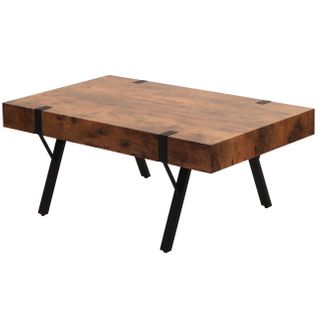 Table Basse Hwc-l54 Métal 43x110x60cm Chêne Sauvage Foncé