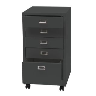 Caisson Roulant Hwc-l49 Métal 75x40x41cm 5 Tiroirs Gris Foncé