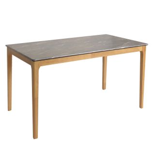 Table De Salle À Manger Hwc-m55 135x80cm Aspect Marbre Pierre Pieds Clairs