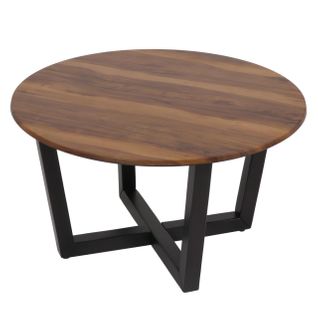 Table Basse Hwc-m61 Ø80cm Sheesham Imitation Bois Foncé