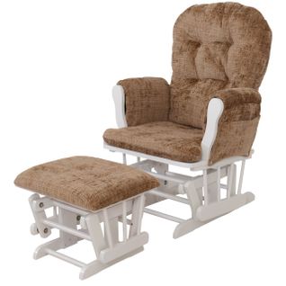 Fauteuil Relax Hwc-c76 Chenille Brun Clair Structure Blanche