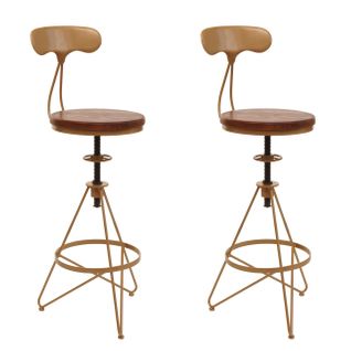 Lot De 2 Tabourets De Bar Hwc-n18  Brun, Structure Or