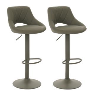 Lot De 2 Tabourets De Bar Hwc-n64 Similicuir Métal Vert