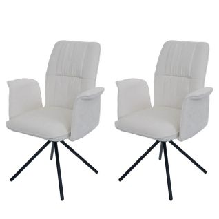 Lot De 2 Chaises De Salle à Manger Hwc-n99 Avec Accoudoirs Chenille Crème