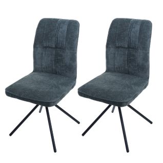 Lot De 2 Chaises De Salle à Manger Hwc-n99 Chenille Bleu-vert