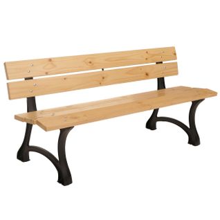Banc De Jardin Hwc-o20 Fonte Bois Pin Certifié Mvg, 170cm Brun Clair