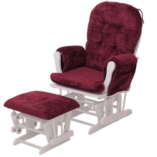 Fauteuil Relax Hwc-c76 Chenille Bordeaux, Piètement Blanc