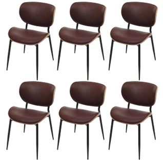 Lot De 6 Chaises De Salle à Manger Hwc-o45 280g/m² Naturel, Marron Vintage