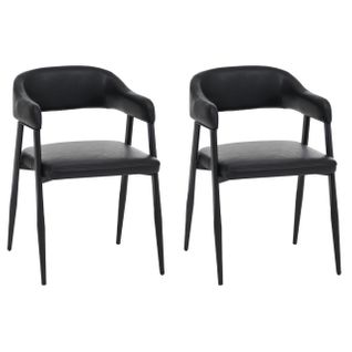 Lot De 2 Chaises De Salle à Manger Hwc-p29 En Similicuir Noir