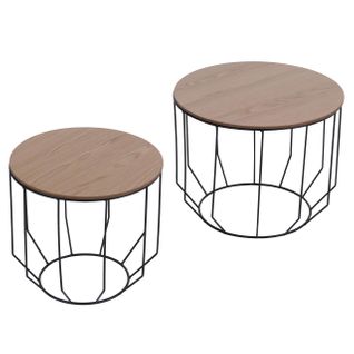 Lot De 2 Tables Basses Hwc-p58 Chêne