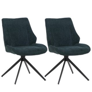Lot De 2 Chaises De Salle à Manger Hwc-o48 Chenille (320g/m²) Pétrole-vert