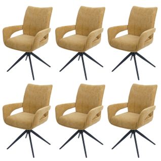 Lot De 6 Chaises De Salle à Manger Hwc-o78 Chenille (310 G/m²) Jaune Moutarde
