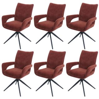 Lot De 6 Chaises De Salle à Manger Hwc-o78 Chenille (310 G/m²) Rouge-brun