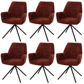 Lot De 6 Chaises De Salle à Manger Hwc-g67 Chenille Mvg Rouille