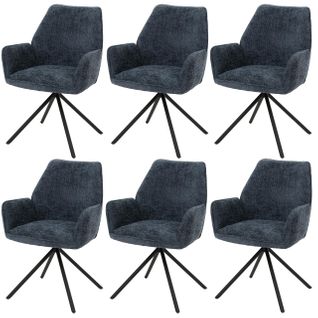 Lot De 6 Chaises De Salle à Manger Hwc-g67 Chenille Mvg Bleu Foncé
