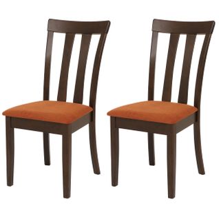 Lot De 2 Chaises De Salle à Manger Hwc-g46 En Bois Massif Piètement Foncé, Orange