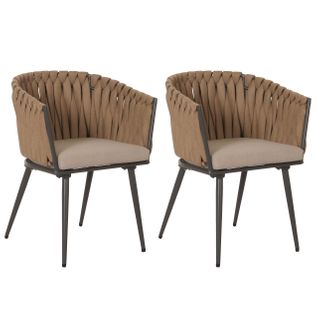 Lot De 2 Chaises De Jardin En Aluminium Hwc-n38 Beige Coussin Marron Clair