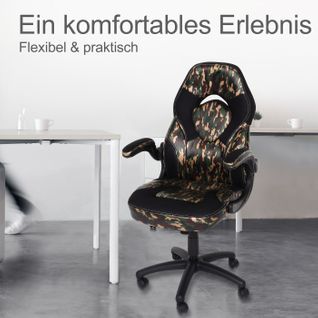 Chaise De Bureau Hwc-k13 Ergonomique Similicuir Camouflage Noir