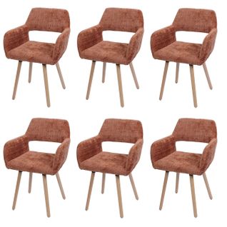 Lot De 6 Chaises De Salle à Manger Hwc-a50 Ii Chenille (465g/m²) Mvg Terre Cuite