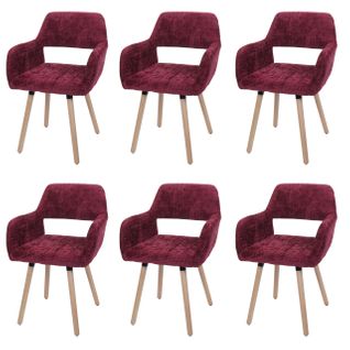 Lot De 6 Chaises De Salle à Manger Hwc-a50 Ii Chenille (465g/m²) Mvg Bordeaux