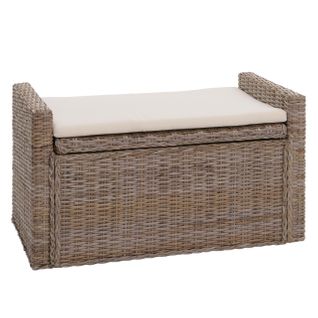 Coffre De Rangement M92 Coussin Kubu Rotin 88cm Gris-brun