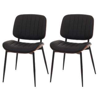 Lot De 2 Chaises De Salle à Manger Hwc-o44 Mvg Aspect Noyer, Noir