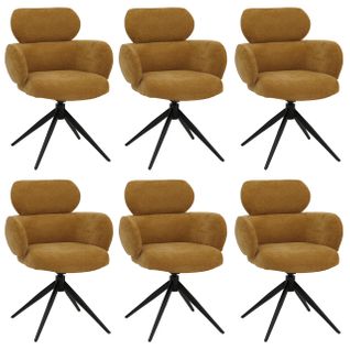 Lot De 6 Chaises De Salle à Manger Hwc-o77 (310 G/m²)   Jaune Moutarde