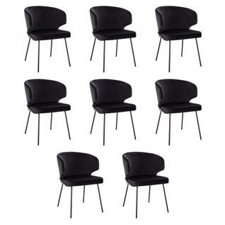 Chaise De Salle à Manger Amara Velours - Lot De 8 Noir