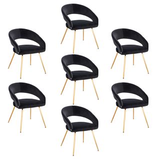 Chaise De Salle à Manger En Velours Lyric - Lot De 7 Noir