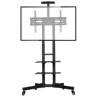 Support TV Sur Pied à Roulettes Avec Freins Système De Gestion Des Câbles 3 Tablettes, Noir