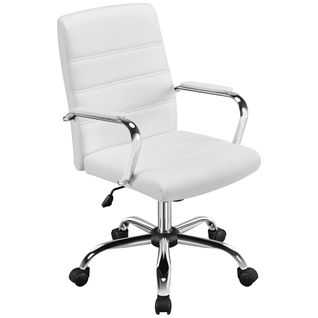 Chaise De Bureau Ergonomique Fauteuil De Bureau En Similicuir Chaise Réglable En Hauteur Blanc