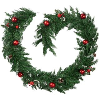 Guirlande De Noël Artificielle Pommes De Pin Et Baies Rouge/vert