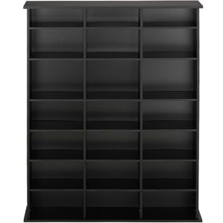 Étagère Dvd Cd Aspect Bois Réglable Amovible 105,5x19x136,5cm Noir