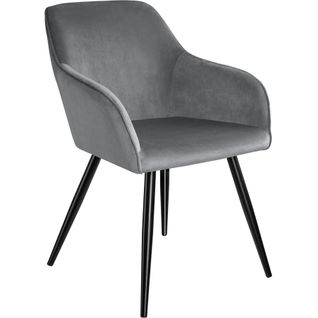 Chaise Rembourrée Aspect Velours Style Scandinave Gris/noir