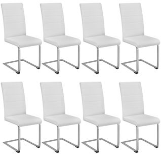 Lot De 8 Chaises Rembourrées En Cuir Synthétique Ergonomique Blanc