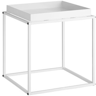 Table D'appoint Carrée En Acier 40 X 40 X 44 Cm Blanc