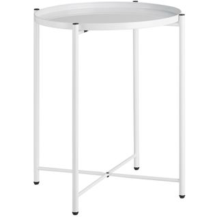 Table D'appoint Ronde En Acier 455 X 455 X 53 Cm Blanc