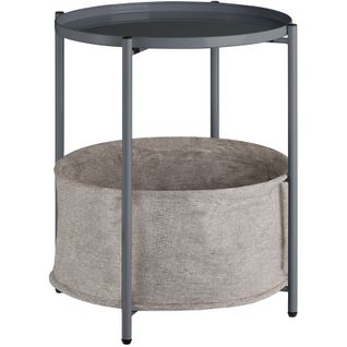 Table D'appoint En Acier Et Polyester 455 X 455 X 53 Cm Gris Foncé