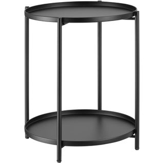 Table D'appoint Ronde En Acier 455 X 455 X 53 Cm Noir