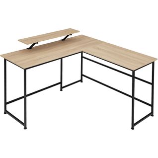 Bureau Style Industriel Avec Fixation Moniteur Coulissant Bois Clair