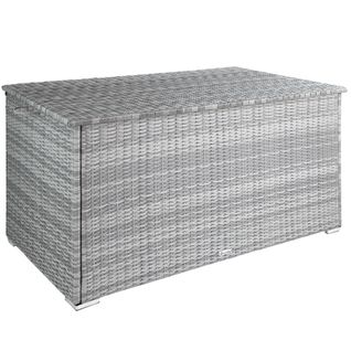 Coffre De Jardin Rangement Pour Coussins Tressage En Rotin Gris Clair